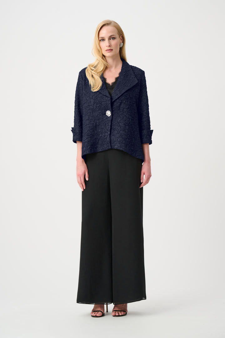 Lurex Textured Jacquard Lapel-Collar Trapeze Jacket Style 263761