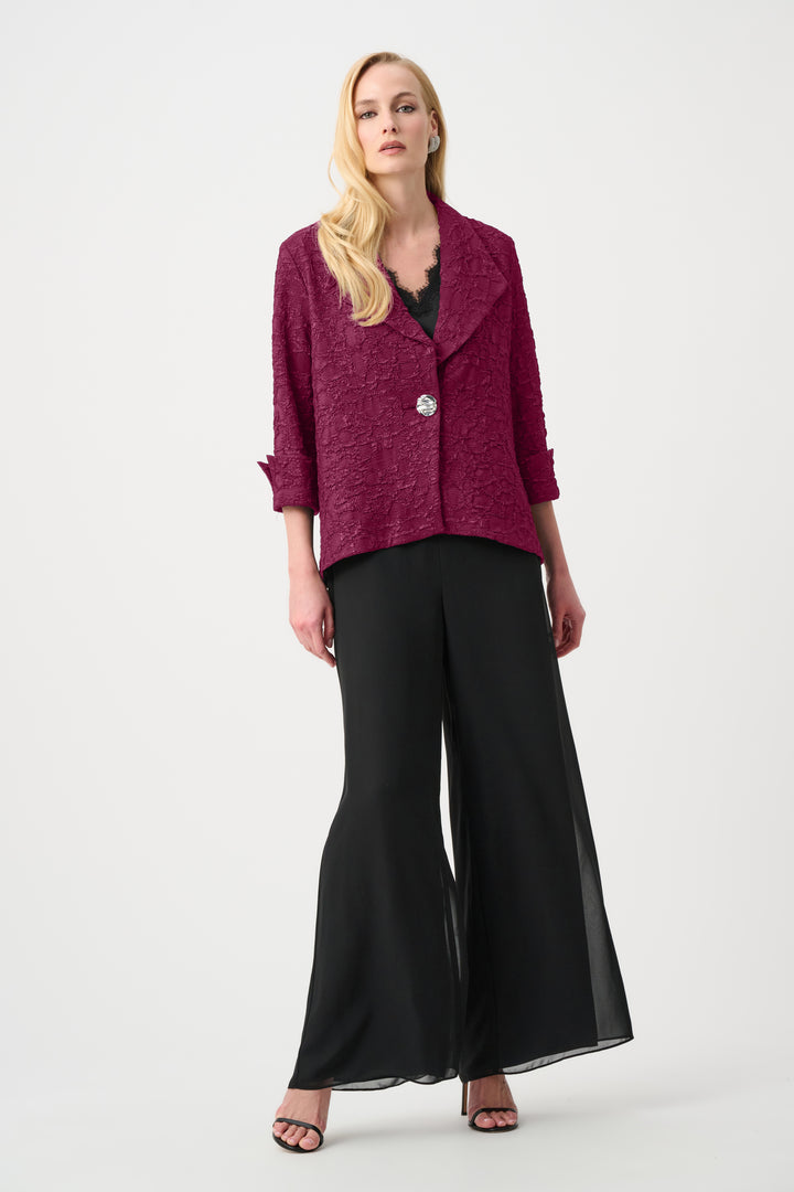 Lurex Textured Jacquard Lapel-Collar Trapeze Jacket Style 263761
