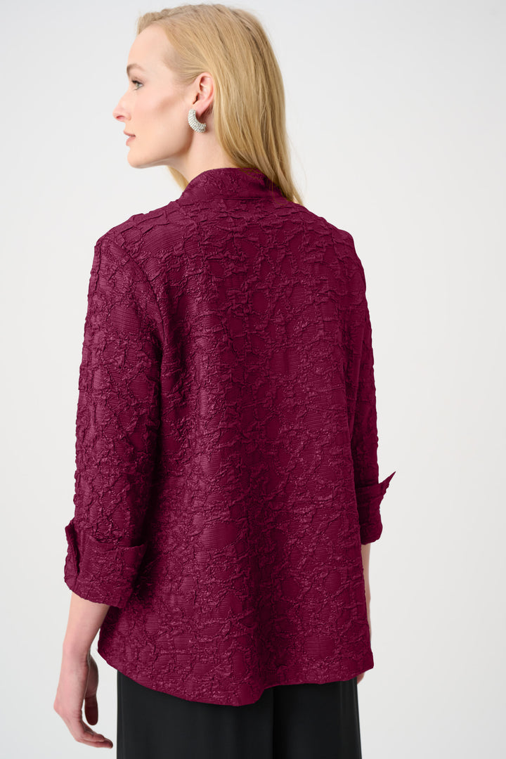 Lurex Textured Jacquard Lapel-Collar Trapeze Jacket Style 263761