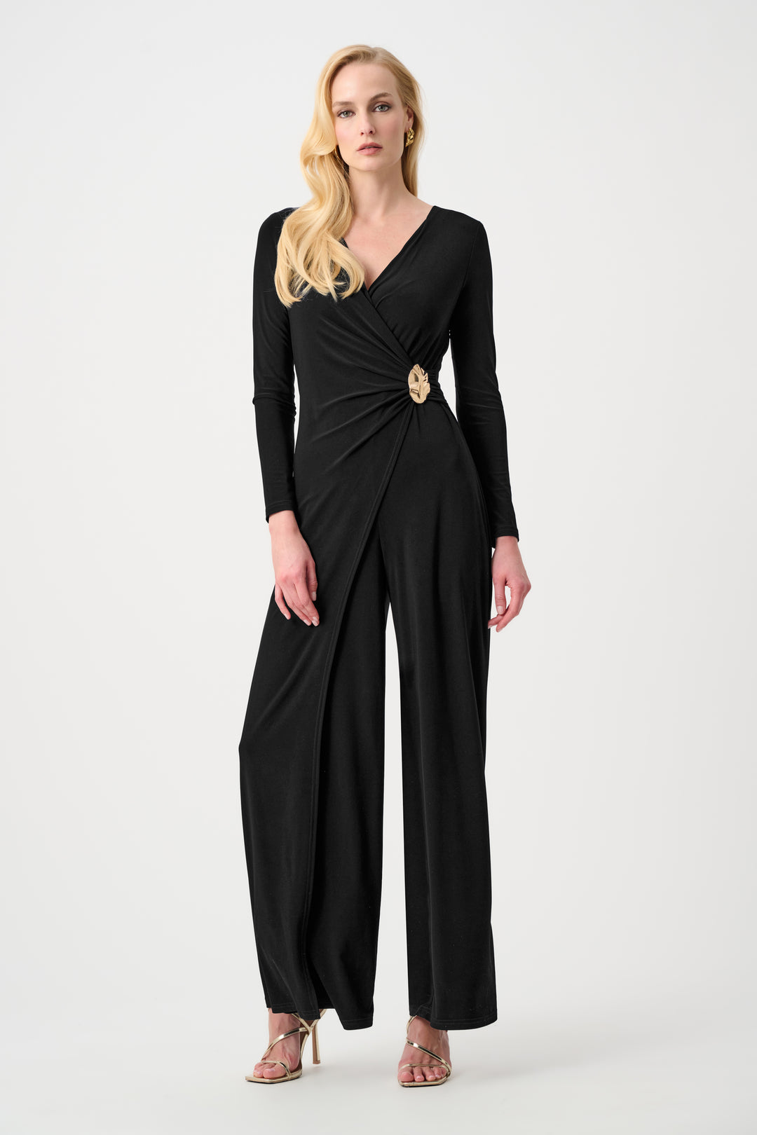 Silky Knit Wide Leg Wrap Jumpsuit Style 263763