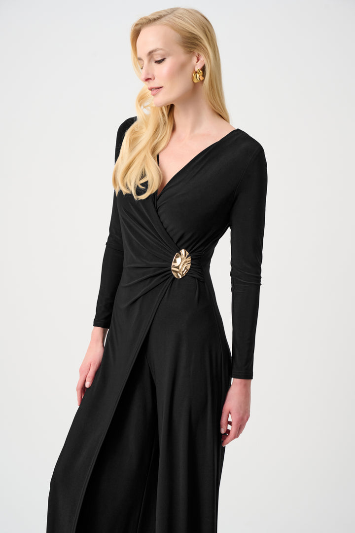 Silky Knit Wide Leg Wrap Jumpsuit Style 263763