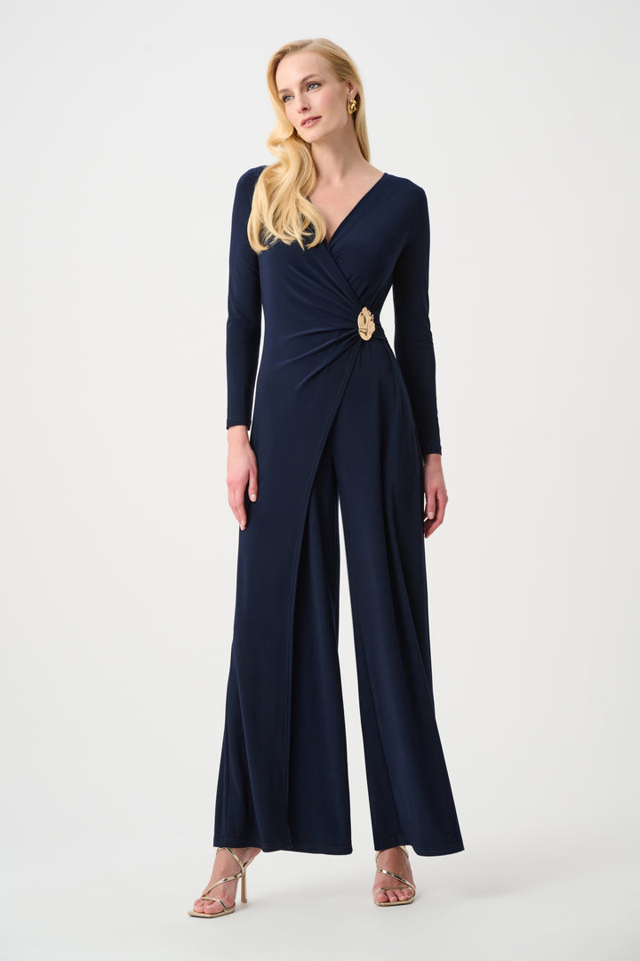 Silky Knit Wide Leg Wrap Jumpsuit Style 263763