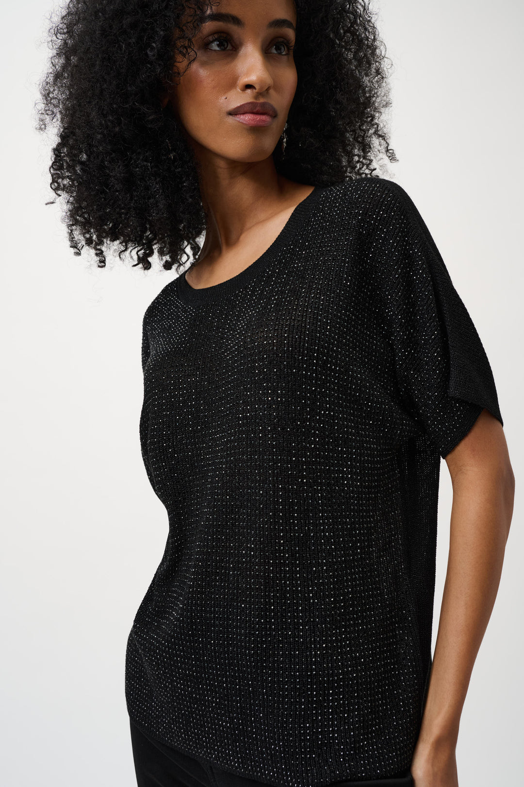 Metallic Knitted T-shirt with Rhinestones - Core Colours 263900