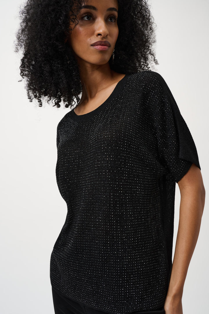 Metallic Knitted T-shirt with Rhinestones - Core Colours 263900