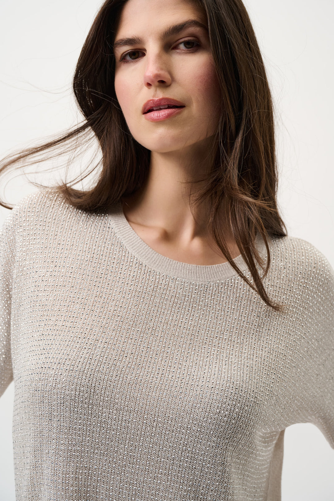 Metallic Knitted T-shirt with Rhinestones - Core Colours 263900