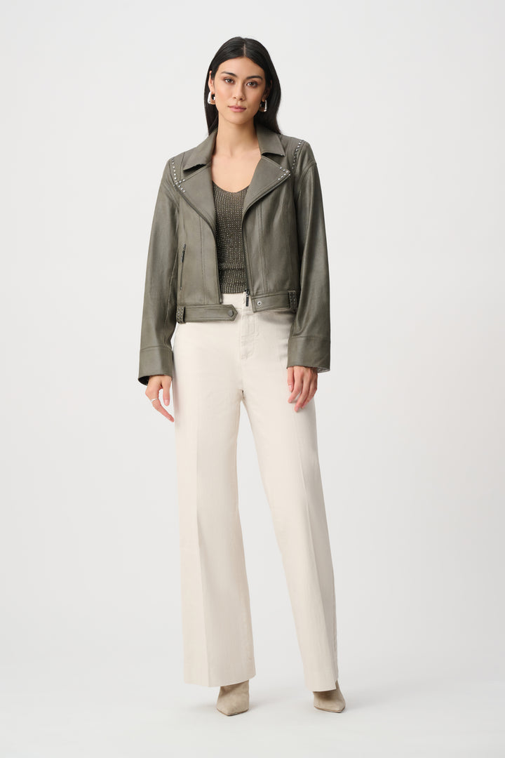 Foiled Faux Suede Fitted Jacket Style 263907