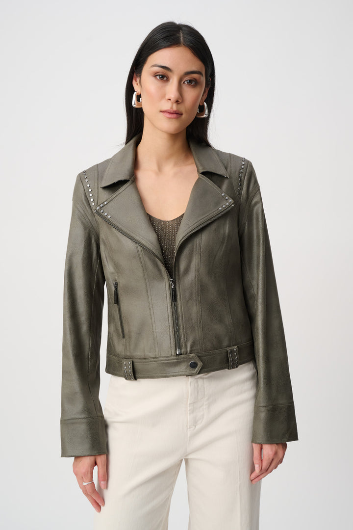 Foiled Faux Suede Fitted Jacket Style 263907