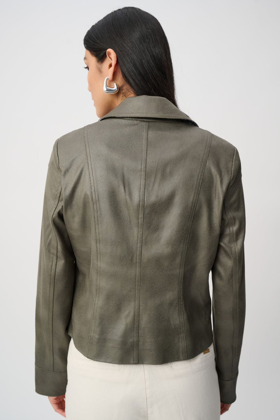 Foiled Faux Suede Fitted Jacket Style 263907