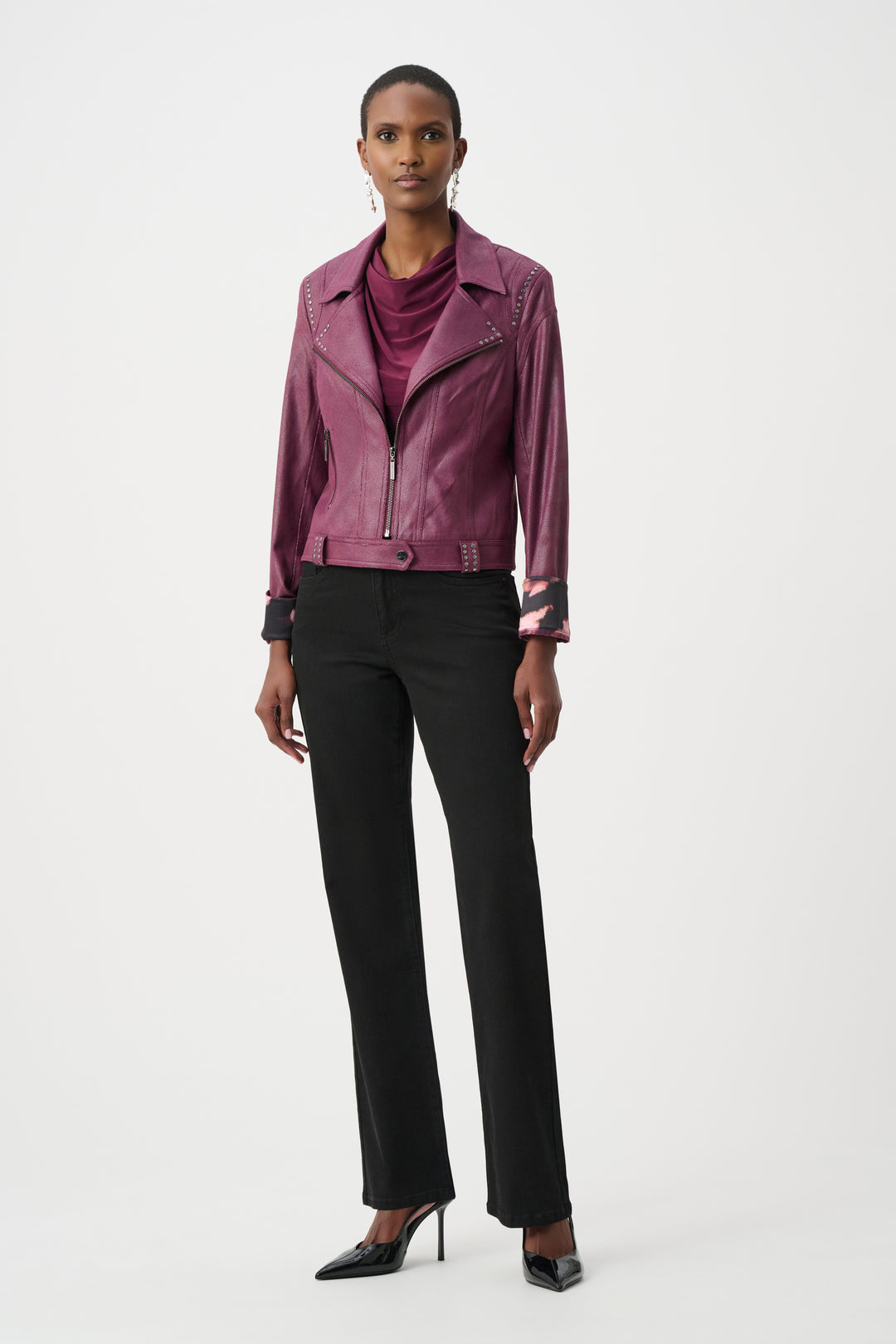 Foiled Faux Suede Fitted Jacket Style 263907