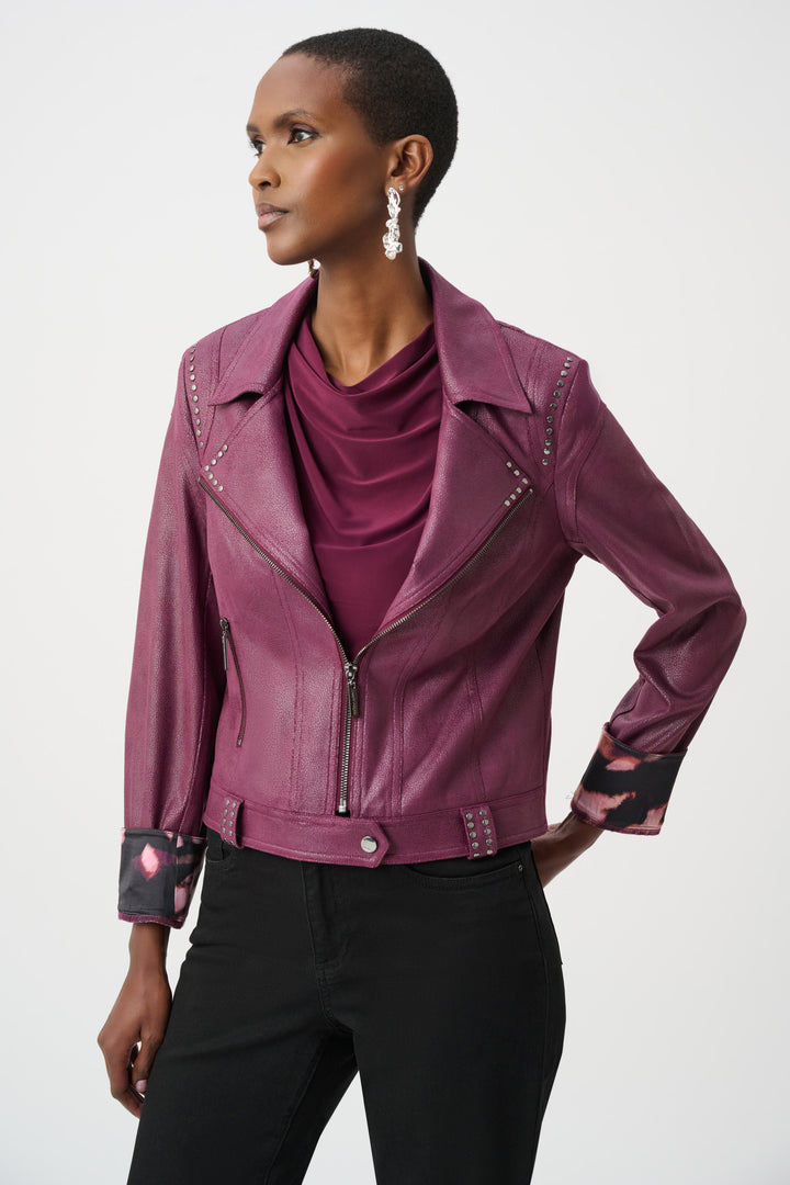 Foiled Faux Suede Fitted Jacket Style 263907