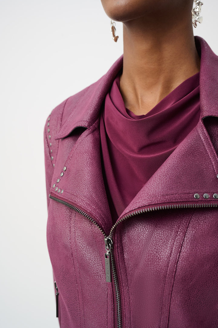 Foiled Faux Suede Fitted Jacket Style 263907