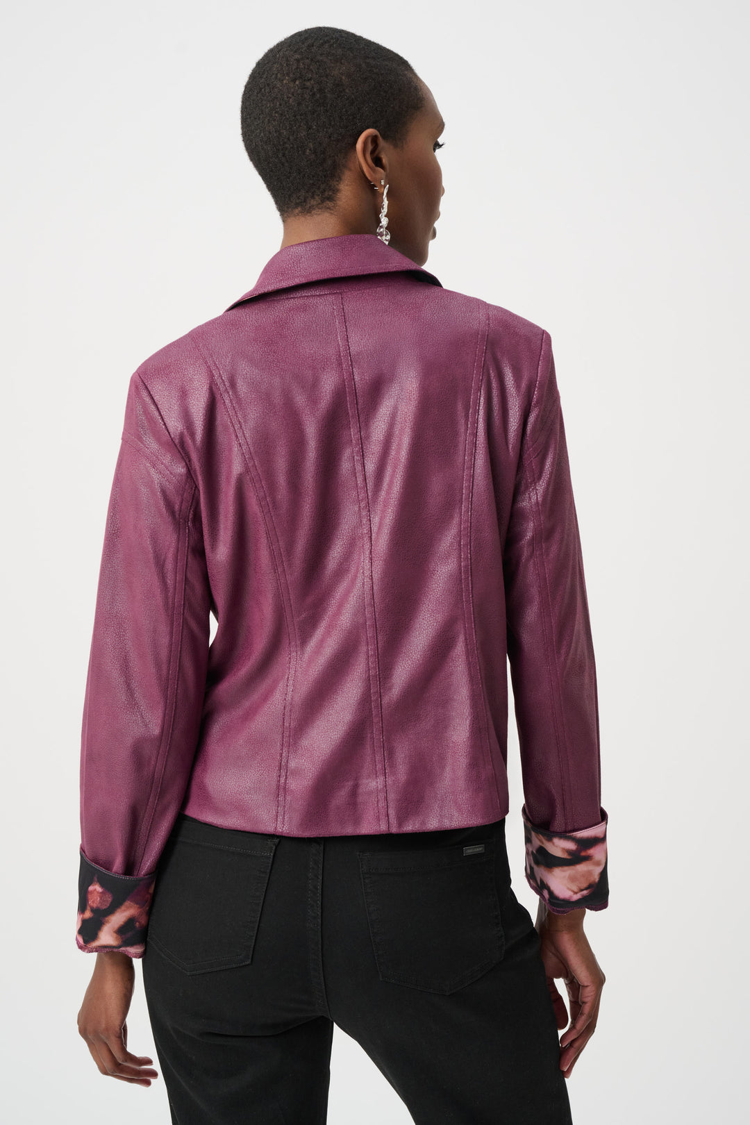 Foiled Faux Suede Fitted Jacket Style 263907