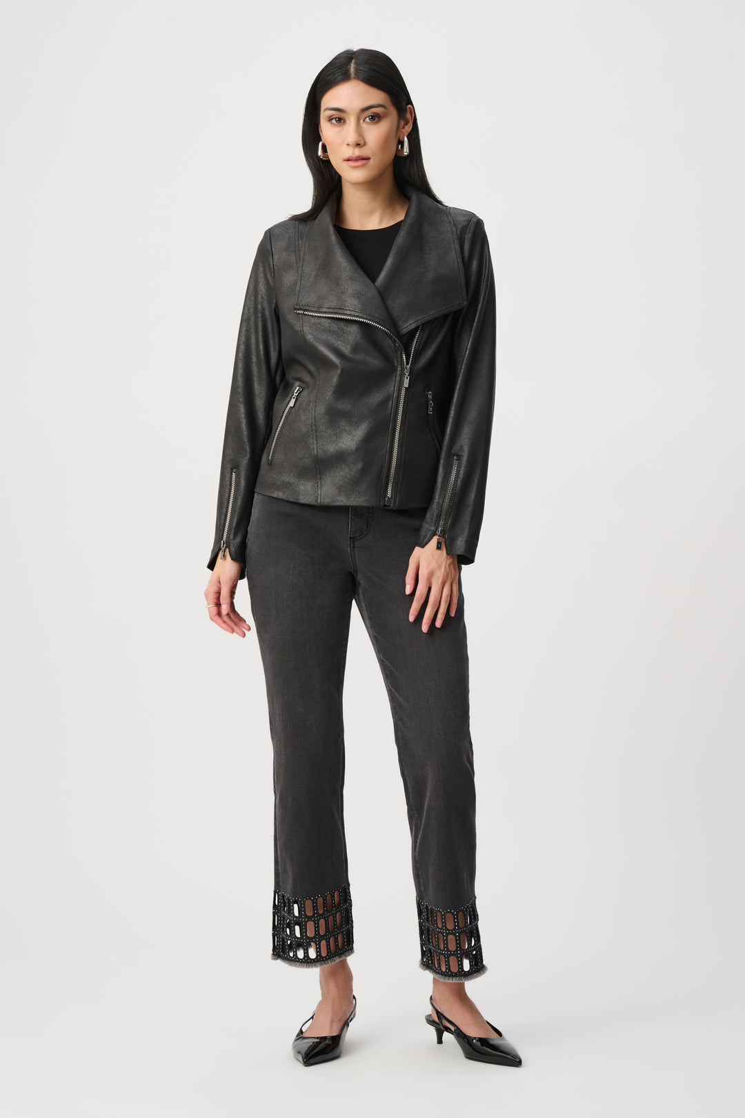 Foiled Knit Fitted Jacket Style 263908