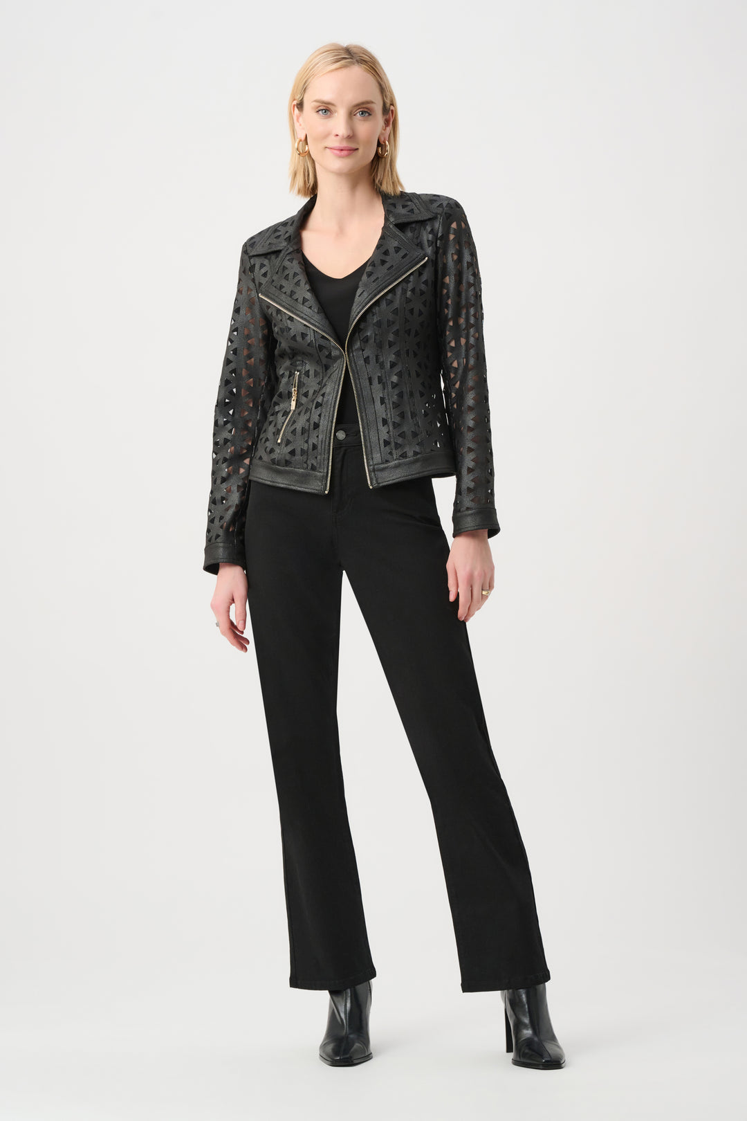 Foiled Faux Suede And Mesh Moto Jacket Style 263910