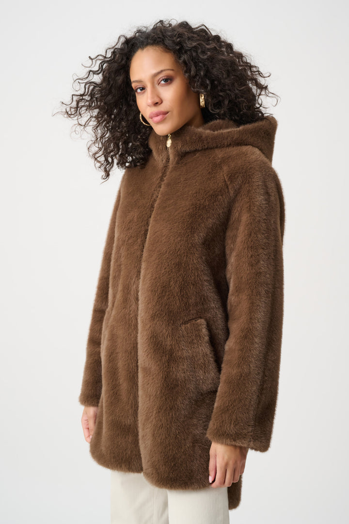 Faux Fur Hooded Coat Style 263914
