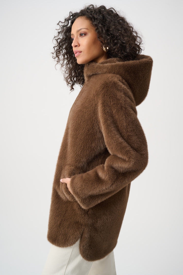 Faux Fur Hooded Coat Style 263914