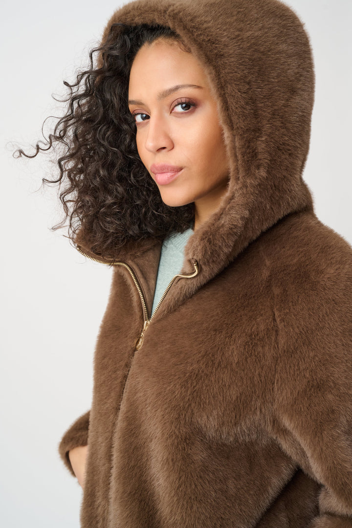 Faux Fur Hooded Coat Style 263914