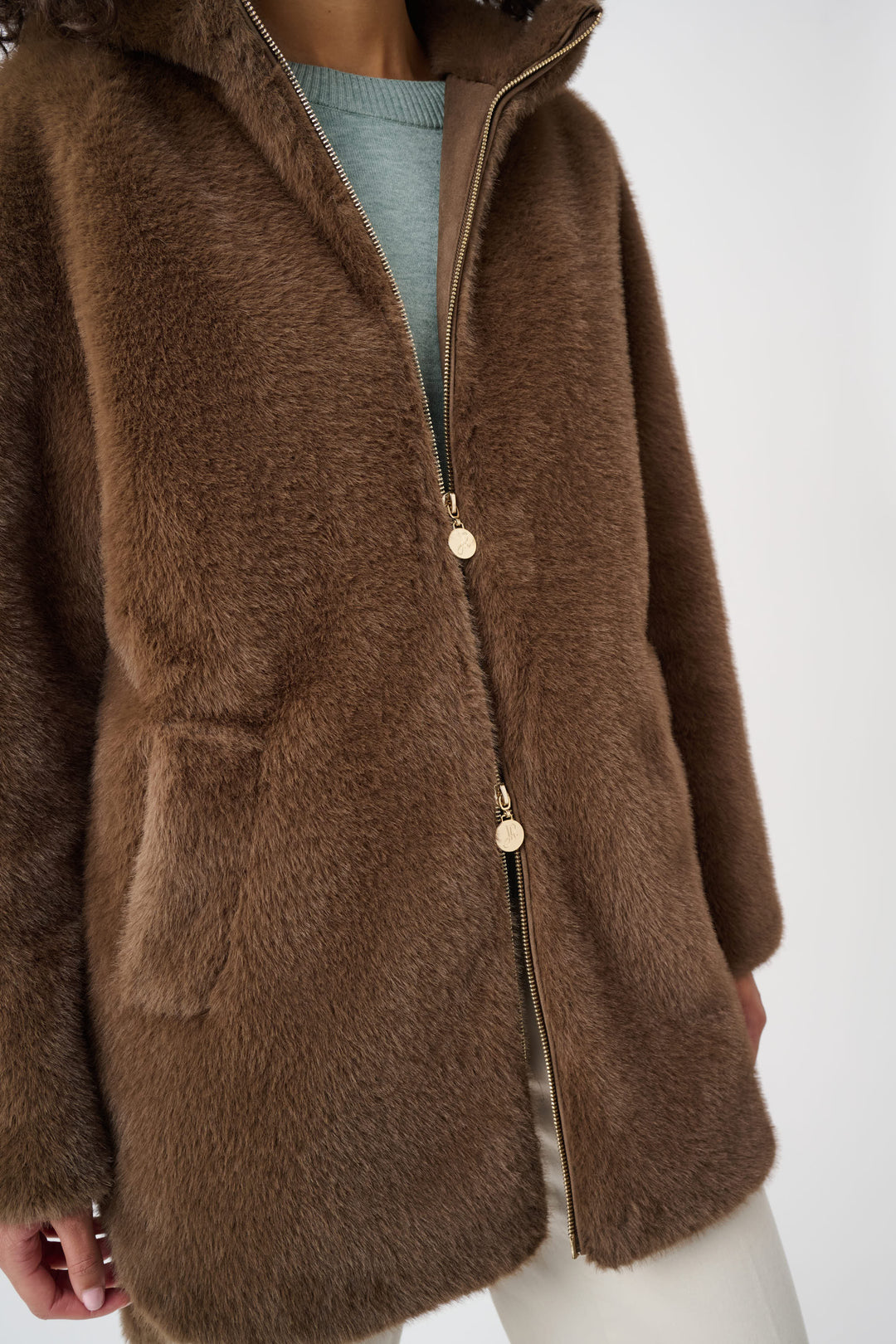 Faux Fur Hooded Coat Style 263914