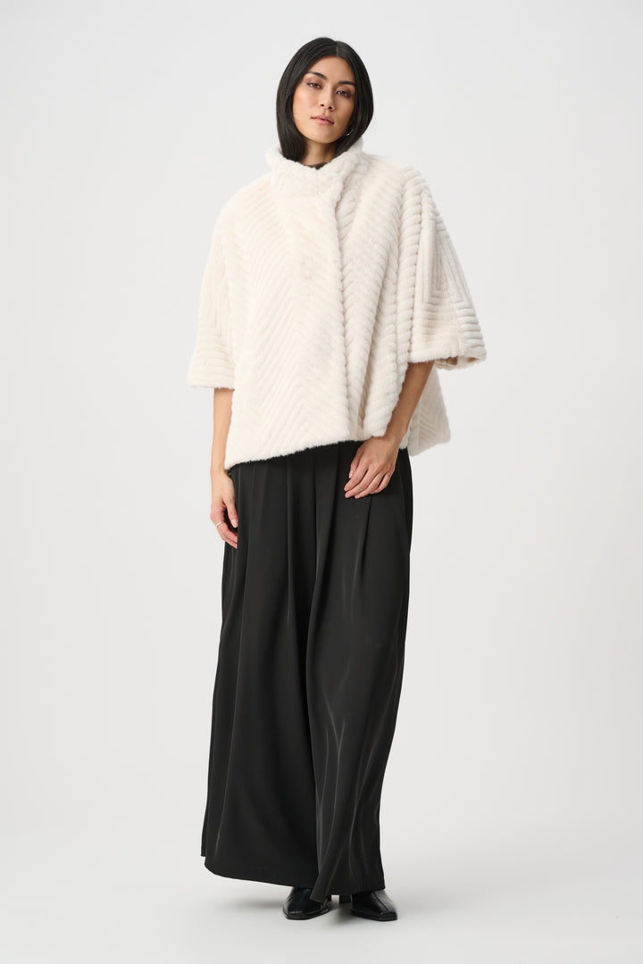 Chevron Faux Fur Cape-Style Jacket Style 263917