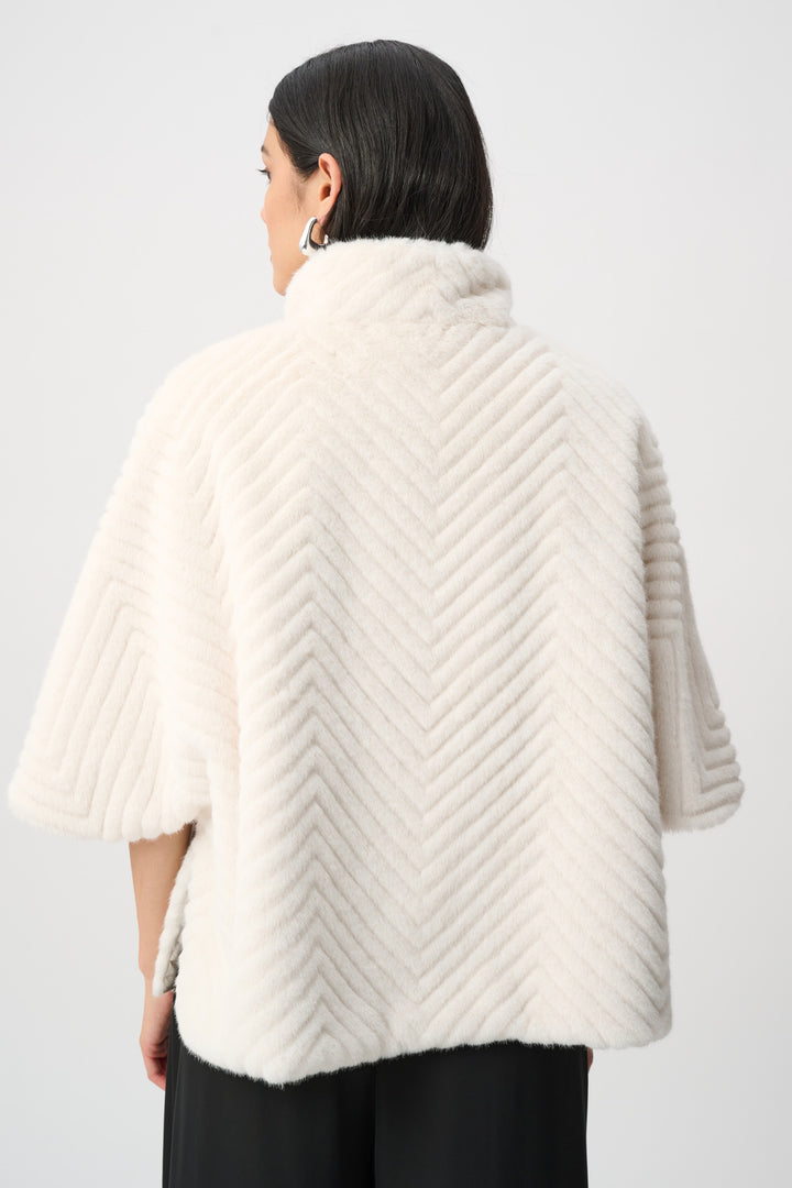 Chevron Faux Fur Cape-Style Jacket Style 263917