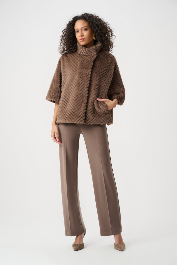 Chevron Faux Fur Cape-Style Jacket Style 263917