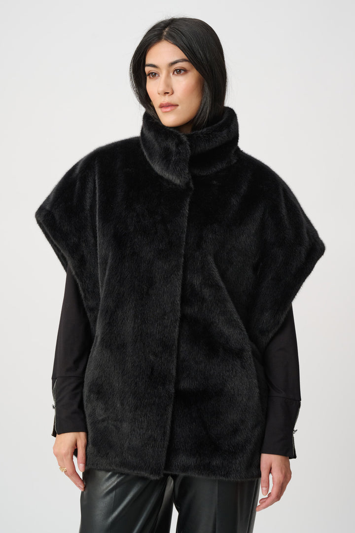 Faux Fur Funnel-Neck Boxy Vest Style 263918