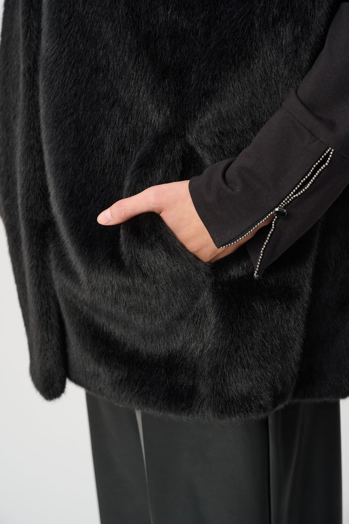 Faux Fur Funnel-Neck Boxy Vest Style 263918