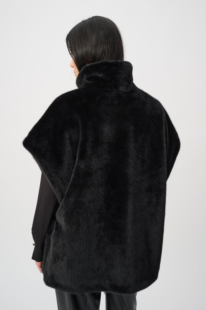 Faux Fur Funnel-Neck Boxy Vest Style 263918