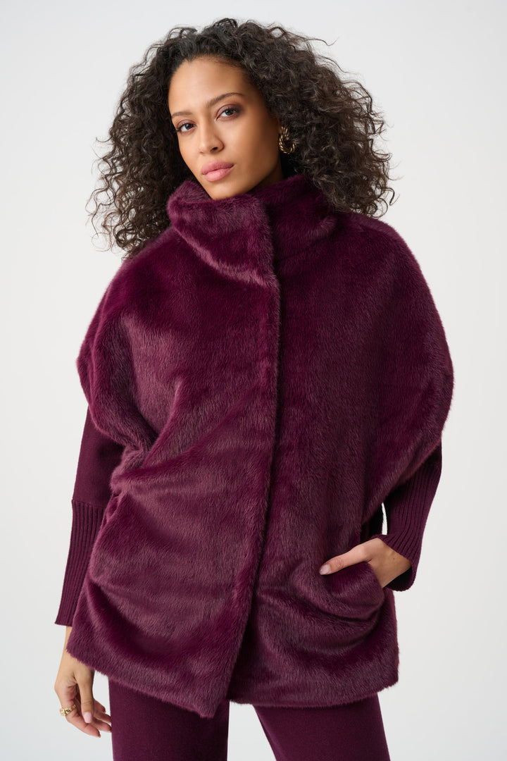 Faux Fur Funnel-Neck Boxy Vest Style 263918