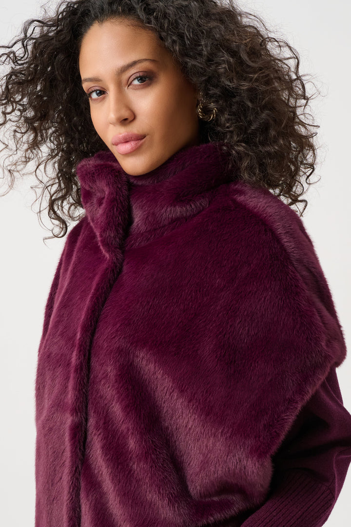 Faux Fur Funnel-Neck Boxy Vest Style 263918