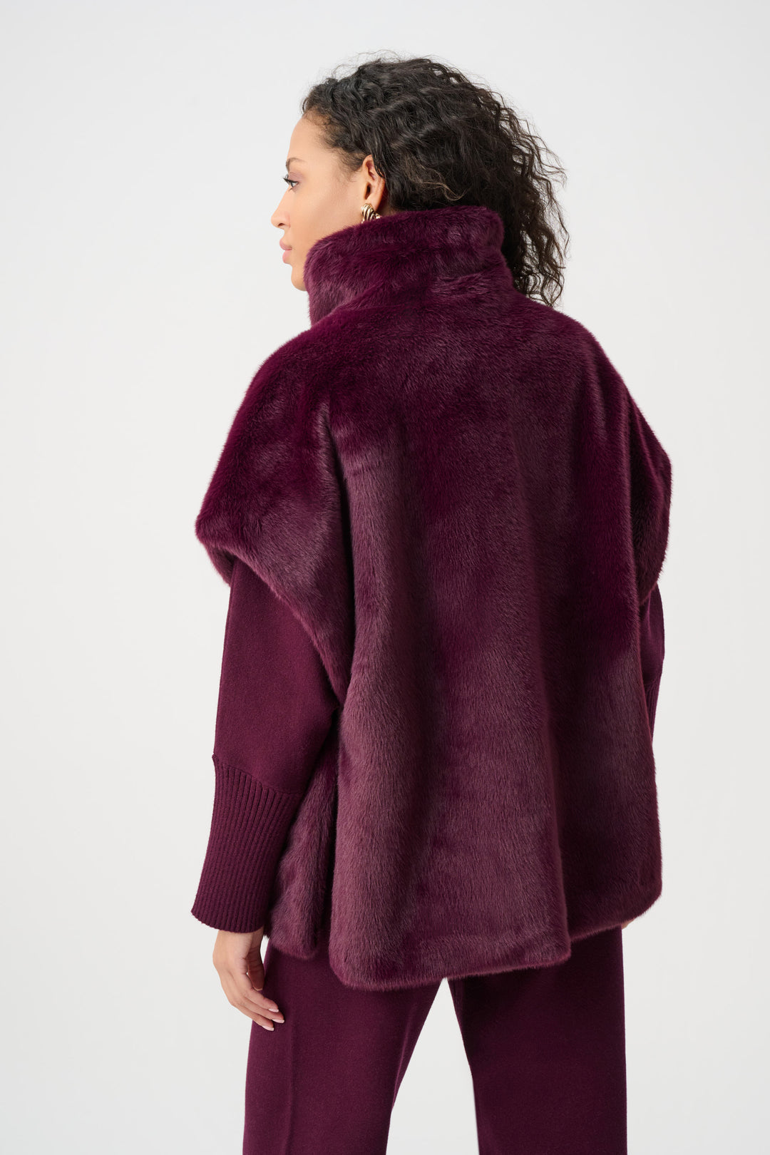 Faux Fur Funnel-Neck Boxy Vest Style 263918