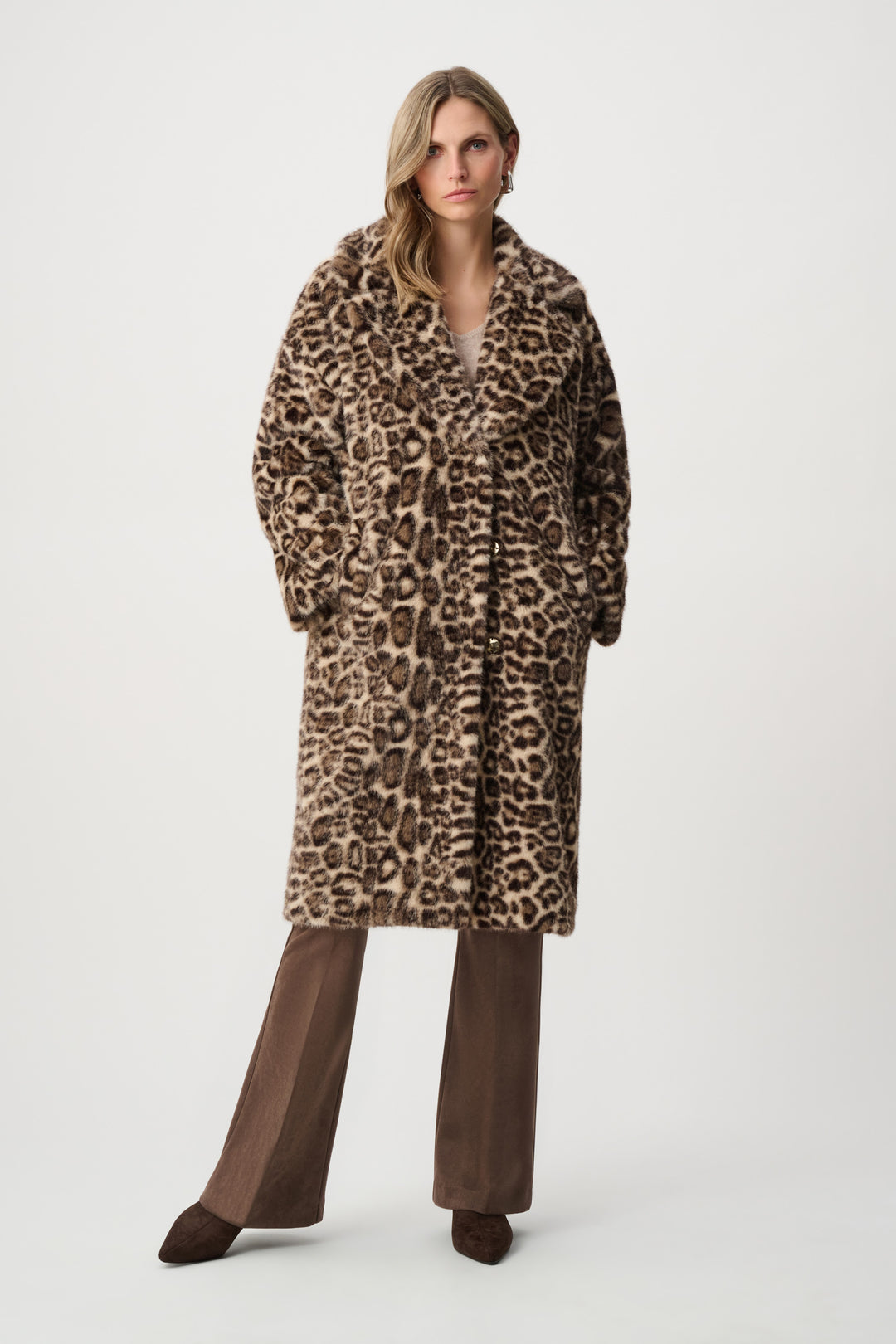Faux Fur Leopard Print Straight Coat Style 263919