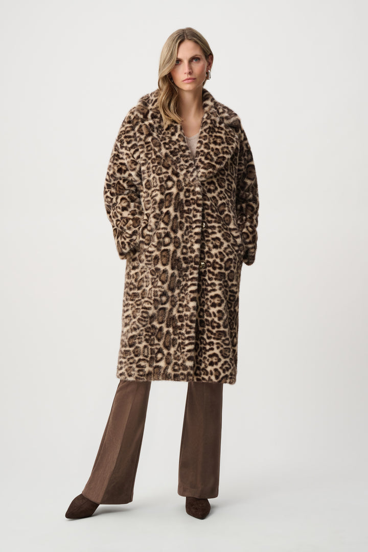 Faux Fur Leopard Print Straight Coat Style 263919
