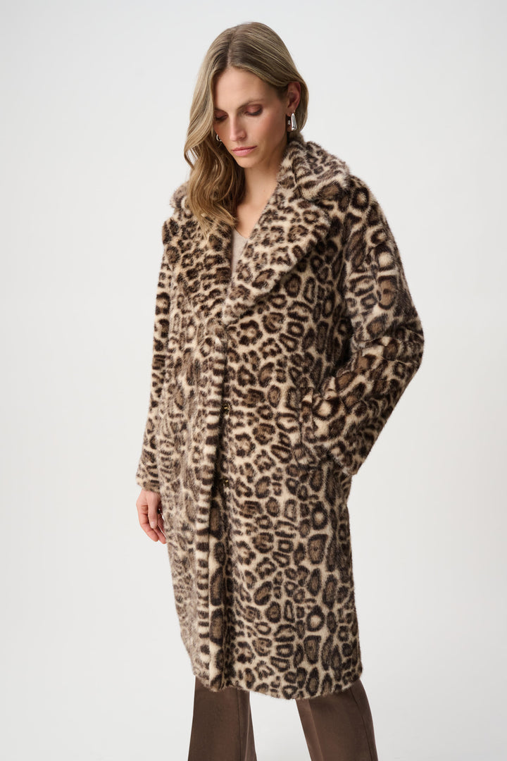 Faux Fur Leopard Print Straight Coat Style 263919