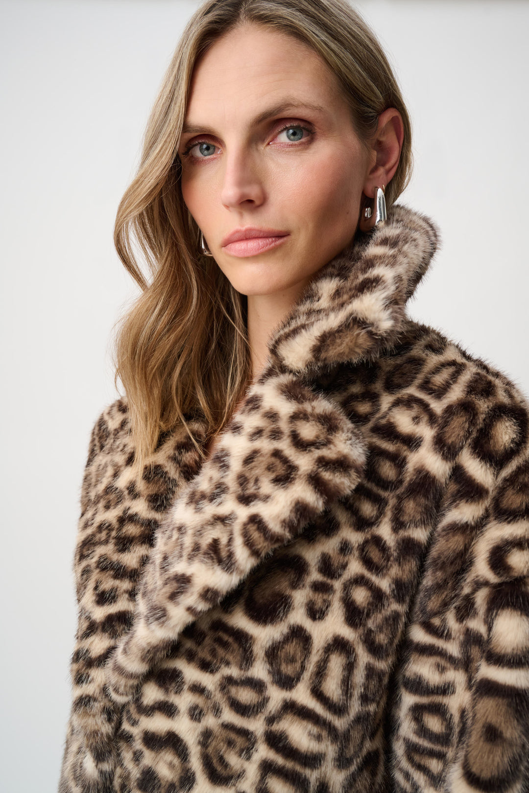 Faux Fur Leopard Print Straight Coat Style 263919