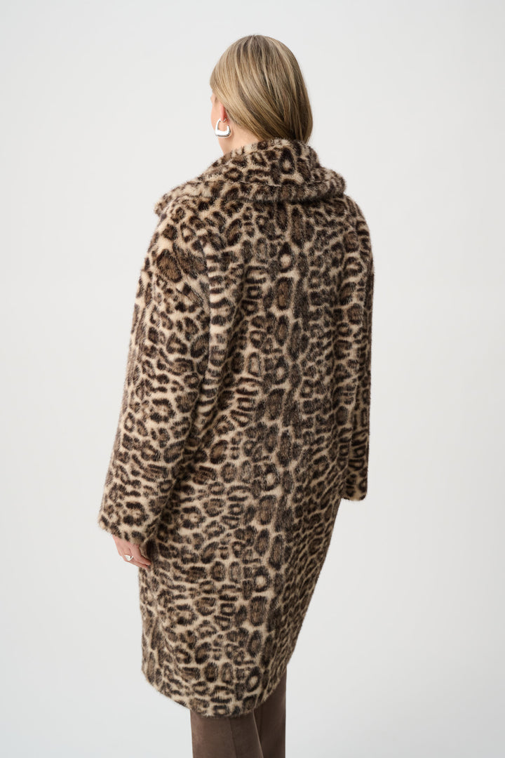 Faux Fur Leopard Print Straight Coat Style 263919