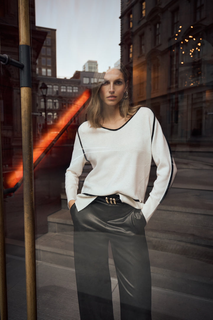 Cashmere And Wool Contrast trim Sweater Style 263941