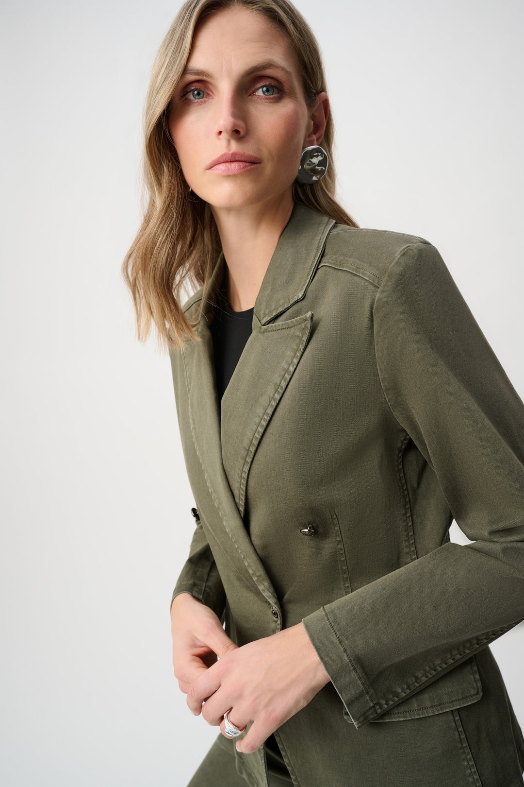 Featherweave Denim Double-Breasted Blazer Style 263921