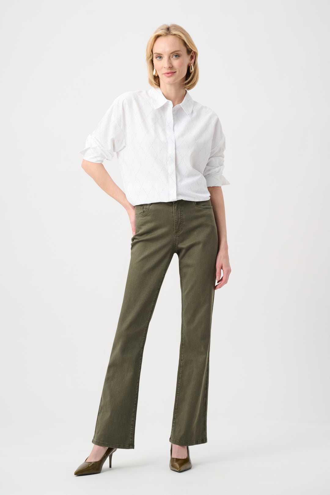 Tencel Boxy Blouse With All-Over Rhinestone Detail Style 263922
