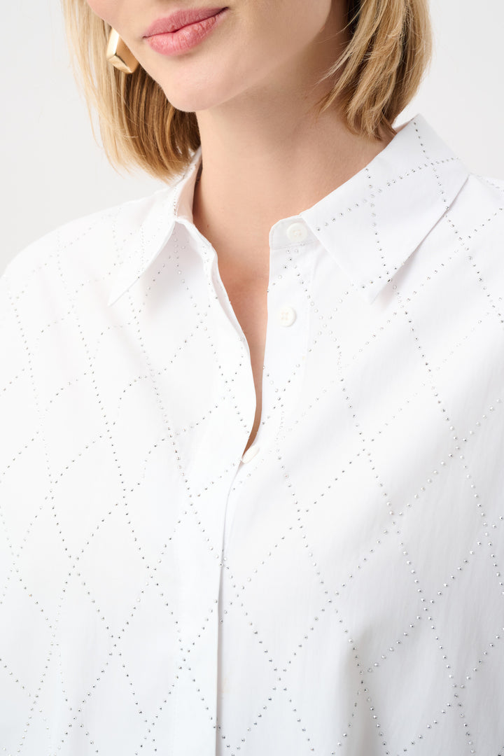 Tencel Boxy Blouse With All-Over Rhinestone Detail Style 263922