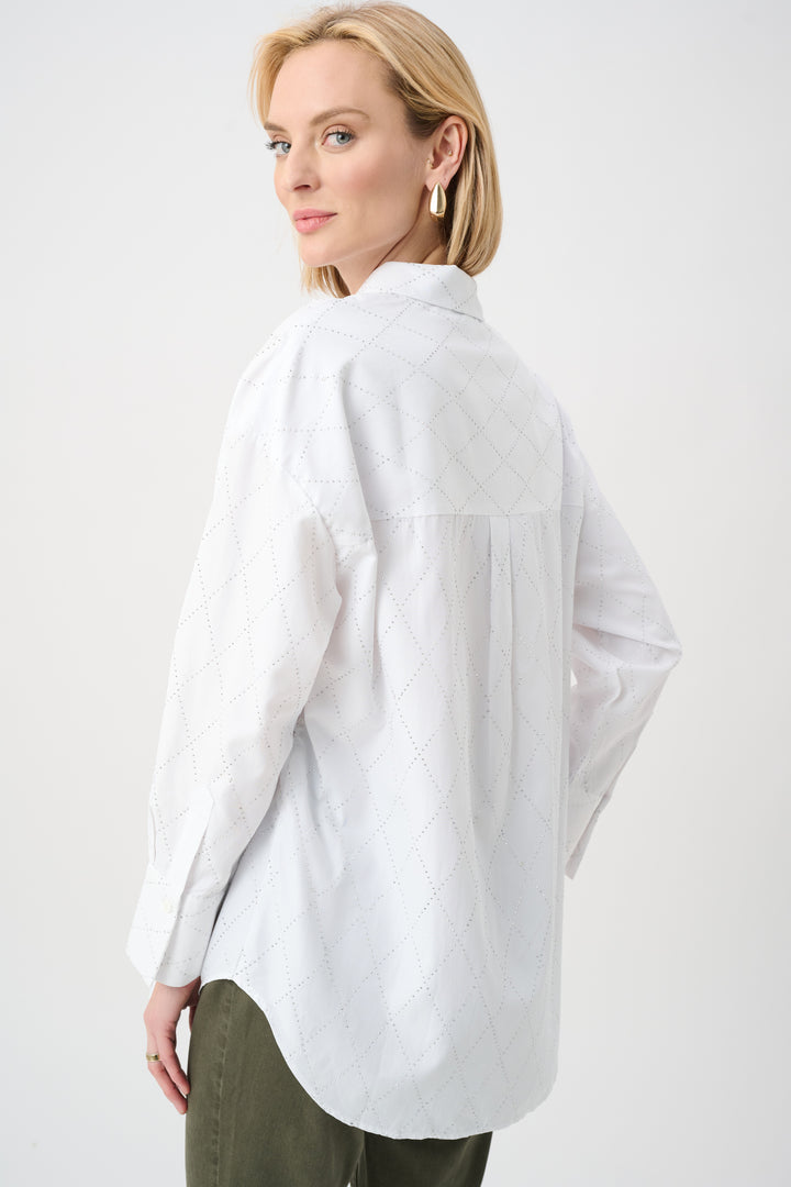Tencel Boxy Blouse With All-Over Rhinestone Detail Style 263922