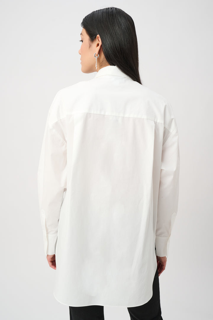 Cotton Poplin Blouse With 3D Flower and Rhinestone Detail Style 263924