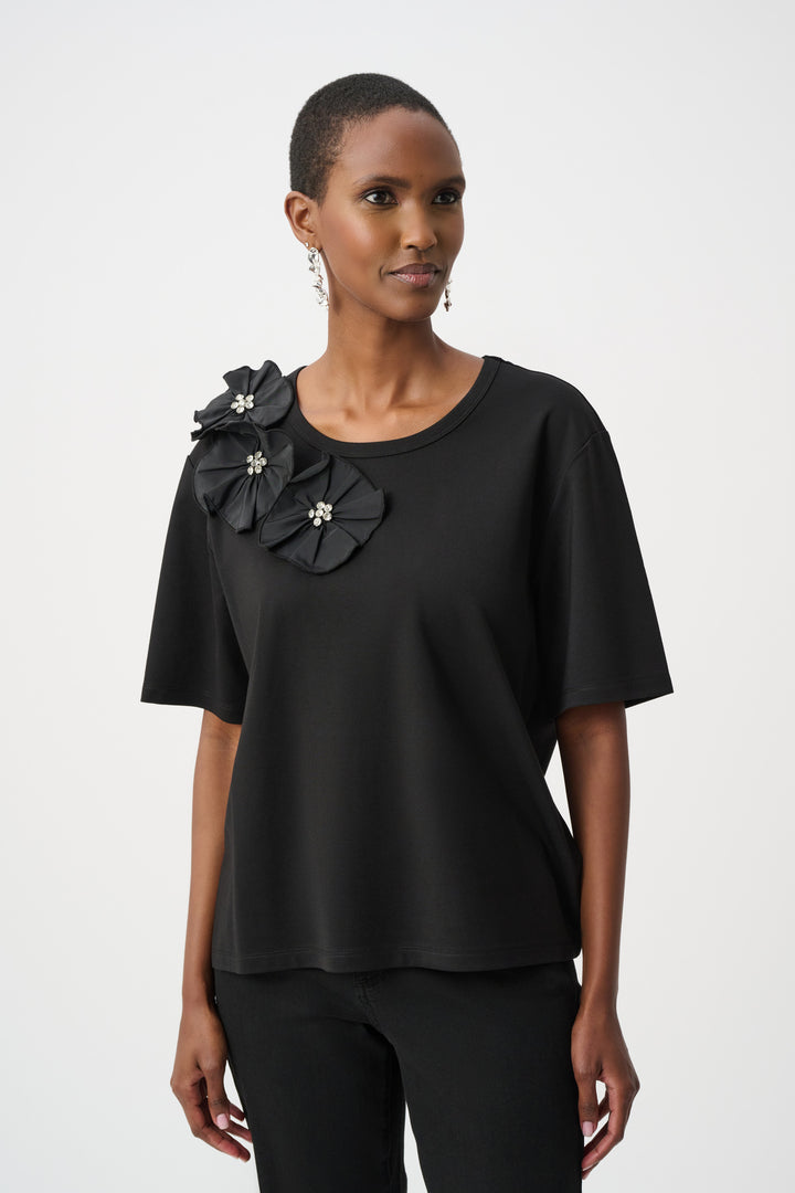 Rayon And Nylon T-Shirt With Memory Flower Detail 263925