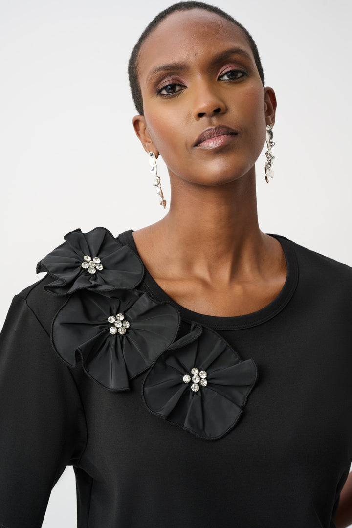 Rayon And Nylon T-Shirt With Memory Flower Detail 263925