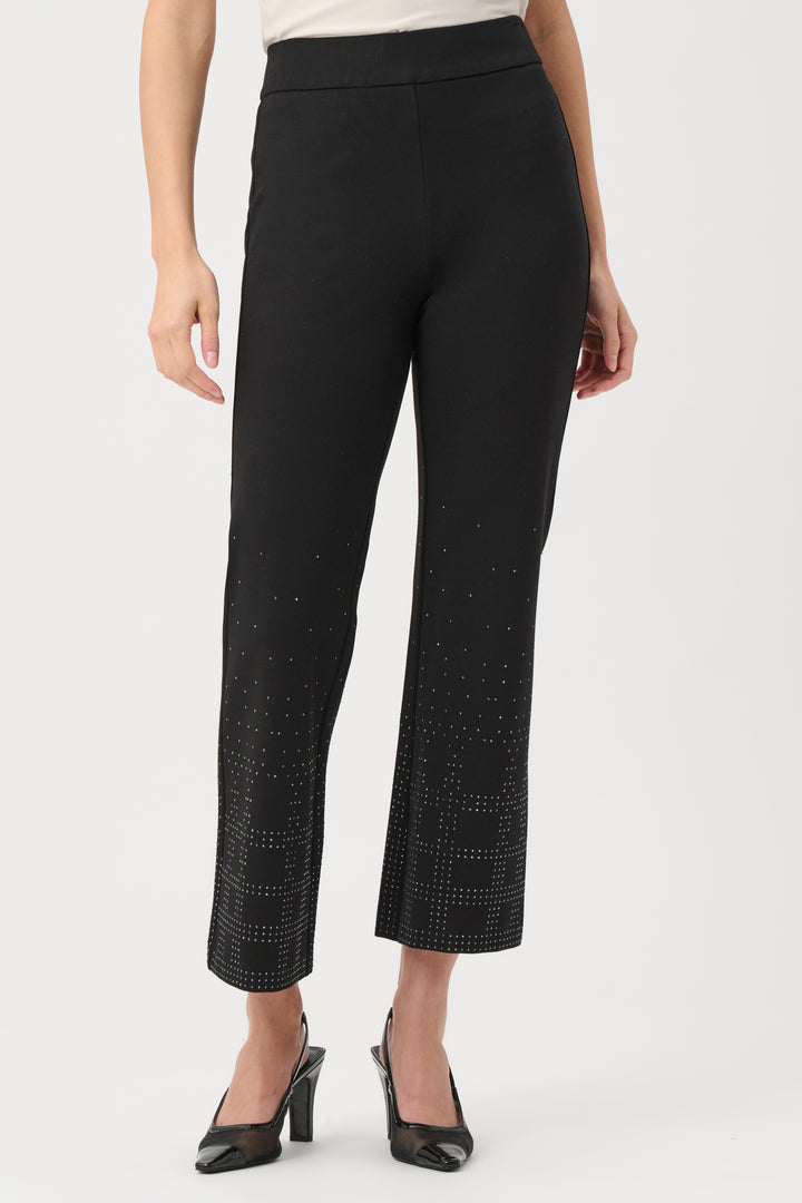 Heavy Knit Flared Pull-On Pants With Rhinestone Detail Style 263927