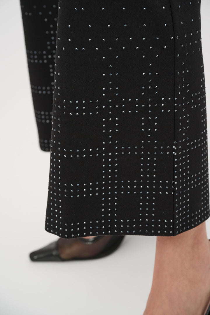 Heavy Knit Flared Pull-On Pants With Rhinestone Detail Style 263927