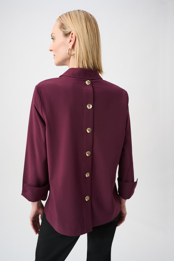 Stretch Poplin Shirt-Collar Boxy Top Style 263928