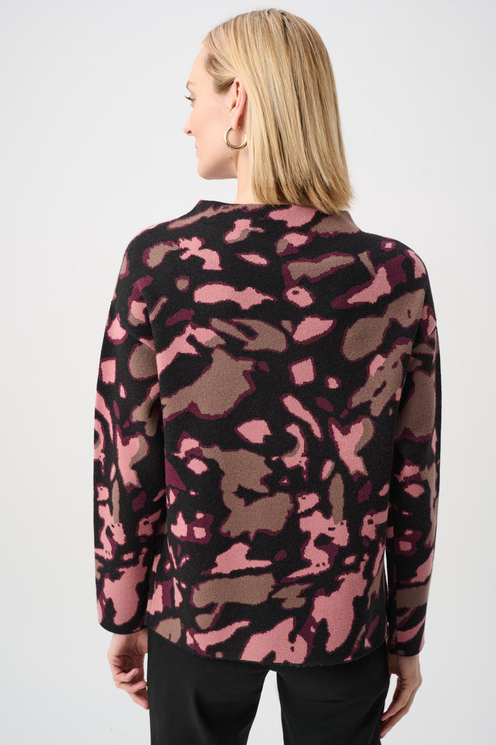 Abstract Jacquard Sweater With Rhinestone Detail Style 263930