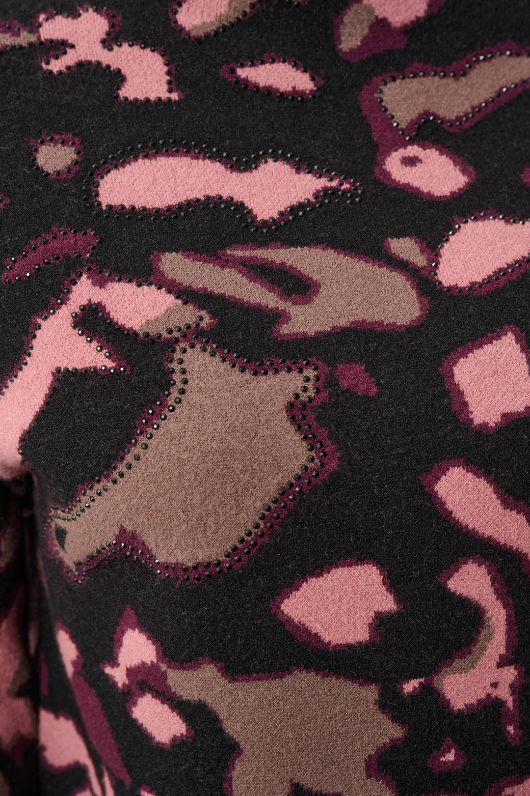 Abstract Jacquard Sweater With Rhinestone Detail Style 263930