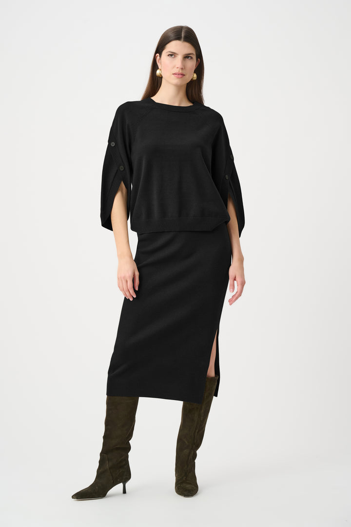 Brushed Viscose And Nylon Knit Tulip Sleeve Sweater Style 263935